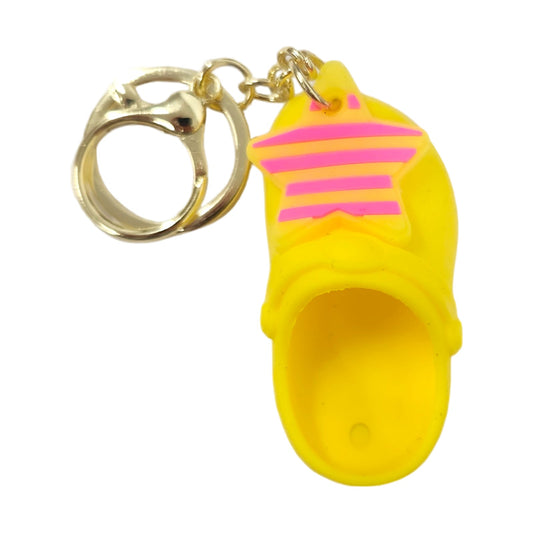 Pink Star Yellow Shoe Kids Key Chain Keyring